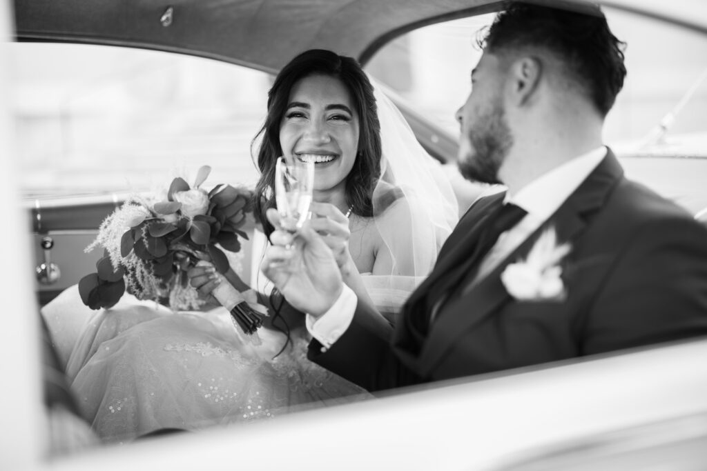 Villa Wenkenhof, Basel. Ceremony in Arlesheim church. Oldtimer with bride and groom