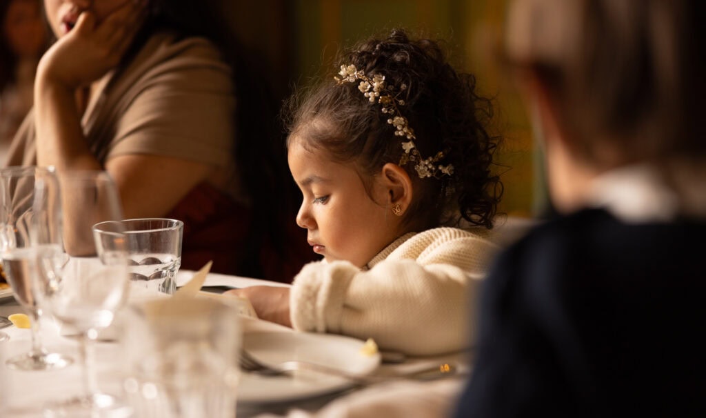 Kids at the table of the wedding in Villa Wenkenhof