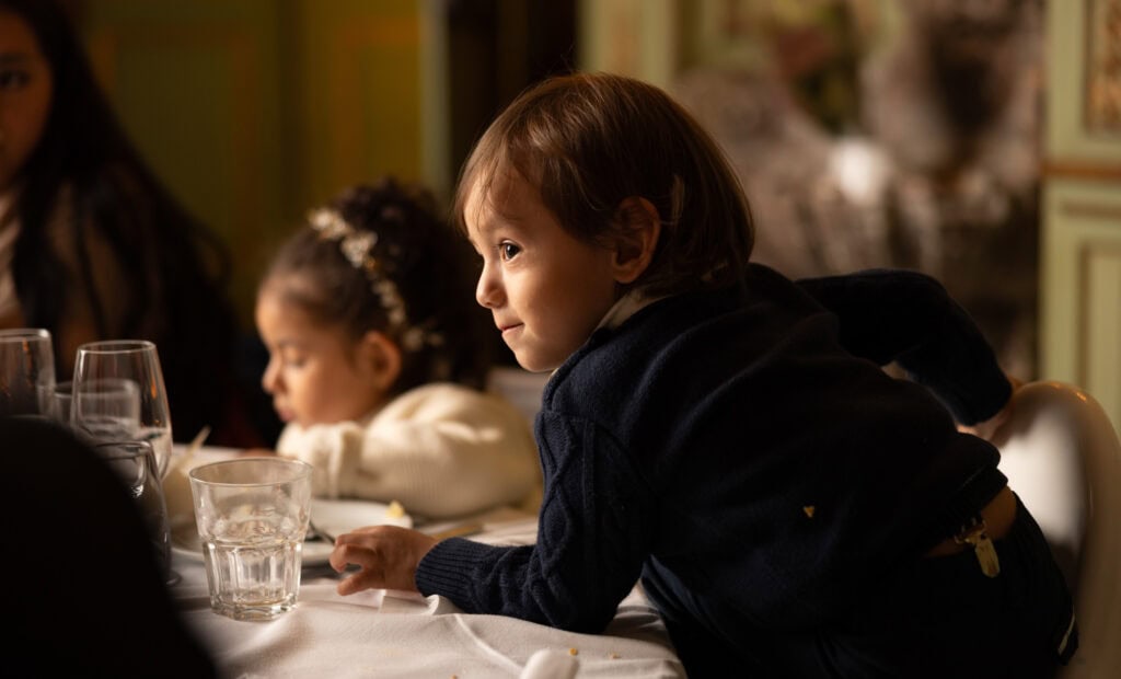 Kids at the table of the wedding in Villa Wenkenhof
