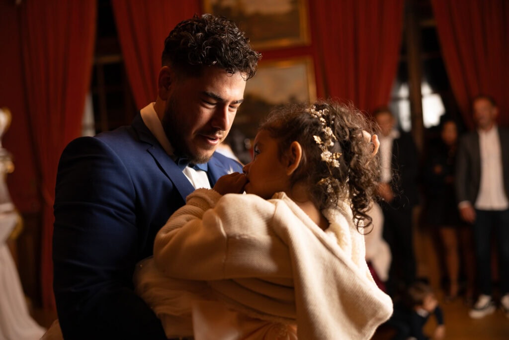 Bride dancing and celebrating during the wedding party at Villa Wenkenhof in Basel.