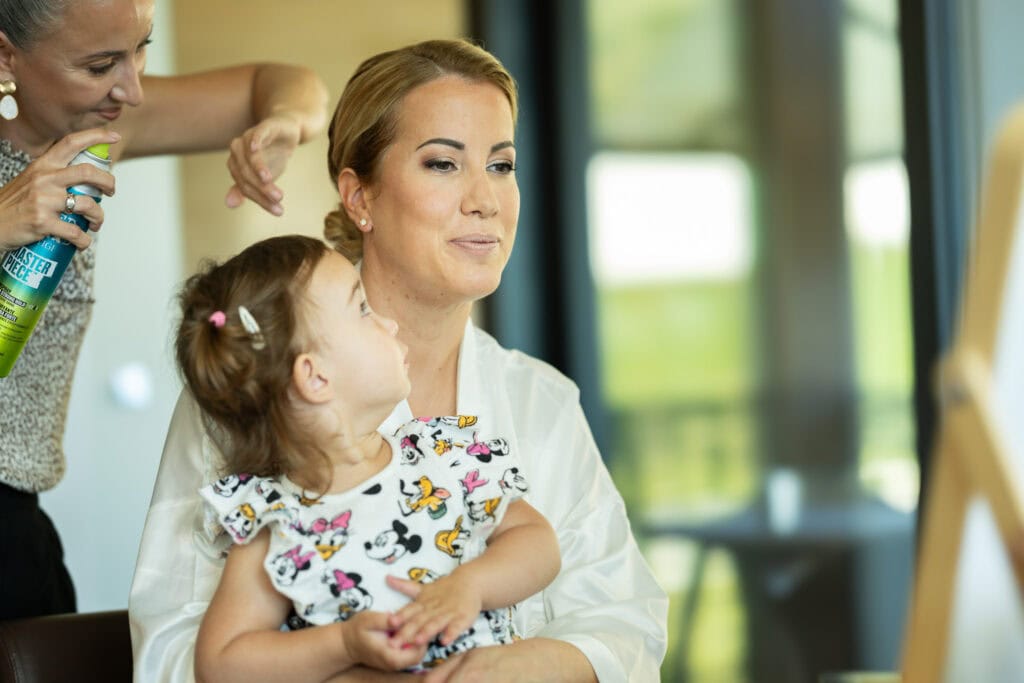 Wedding at Grand Hotel Dolder, Zürich. Getting ready with bride and daughter