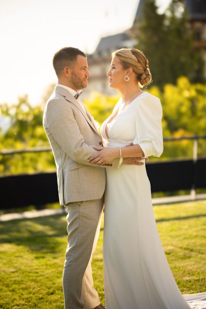 Wedding at Grand Hotel Dolder, Zürich. Sunset photoshoot with bride and groom