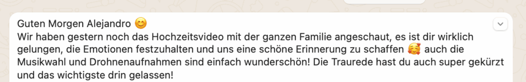 Mariage à Moschti Stäfa, Zurich. Commentaires sur les messages des mariés