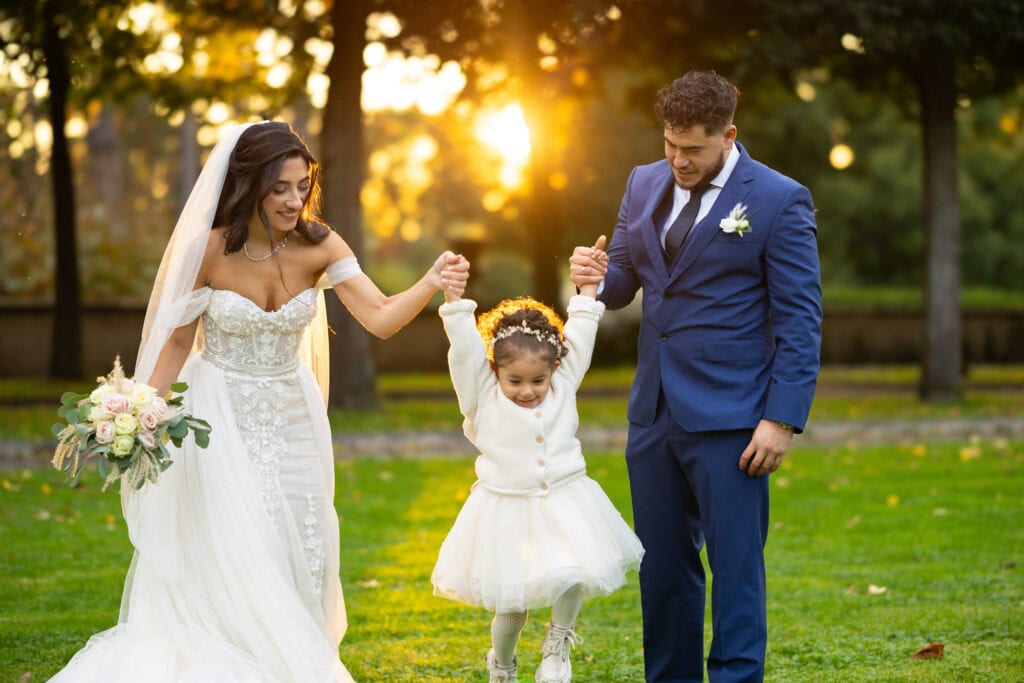 Villa Wenkenhof, Basel. Couple session with bride and groom, and her daughter