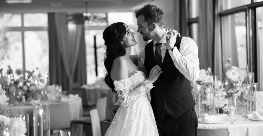 Couple session with the bride and groom in the gardens during their wedding at Schloss Hünigen in Bern