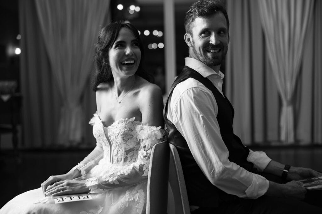 Games with bride and groom during the wedding reception at Schloss Hünigen in Bern