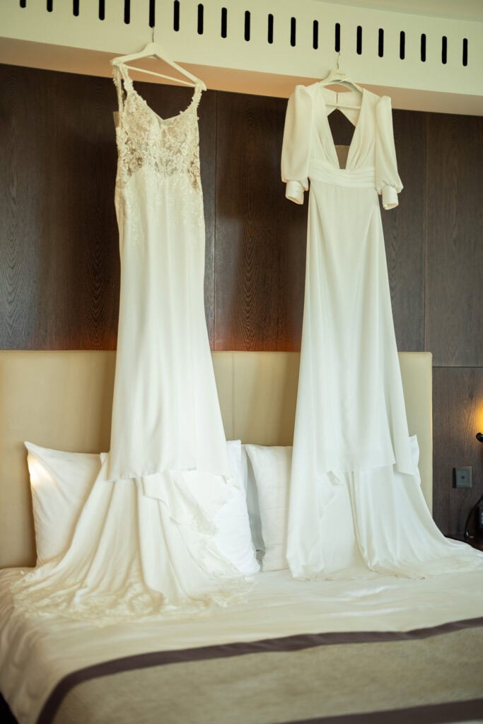 Wedding at Grand Hotel Dolder, Zürich. Getting ready with bride. Wedding dress