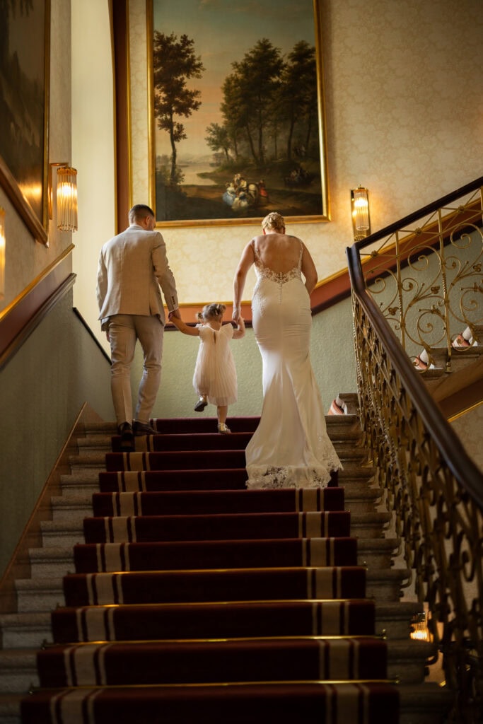 Wedding at Grand Hotel Dolder, Zürich. Couple session at the stairs
