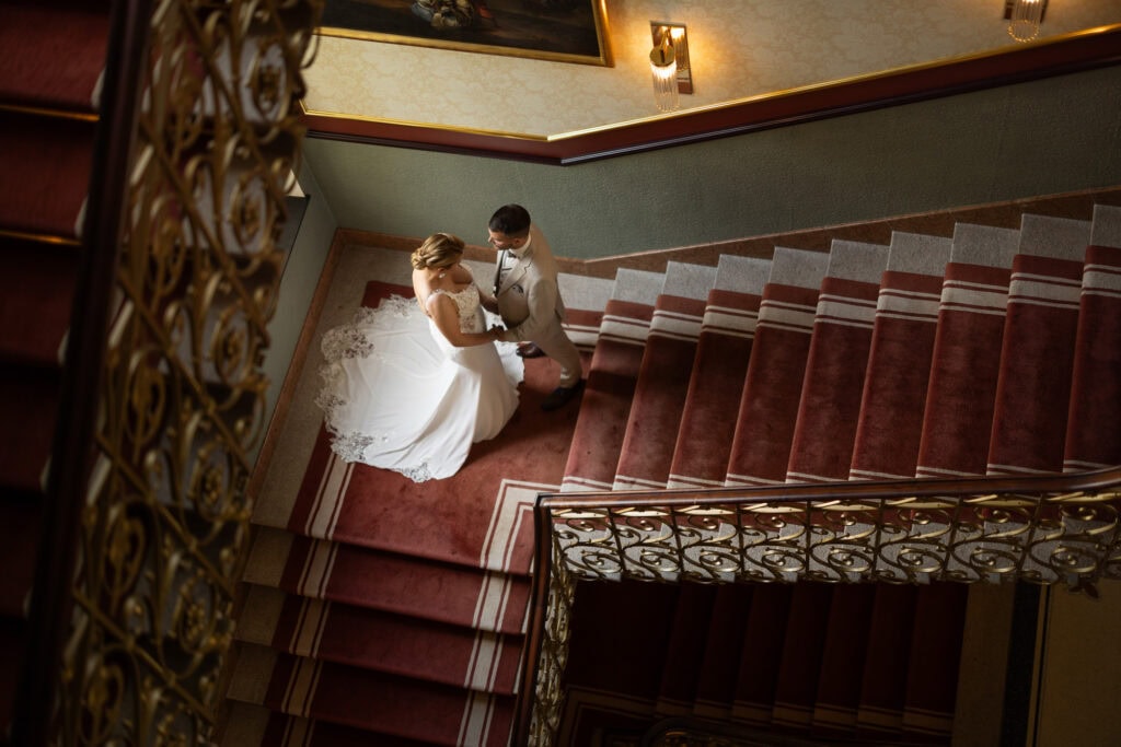 Wedding at Grand Hotel Dolder, Zürich. Couple session at the stairs