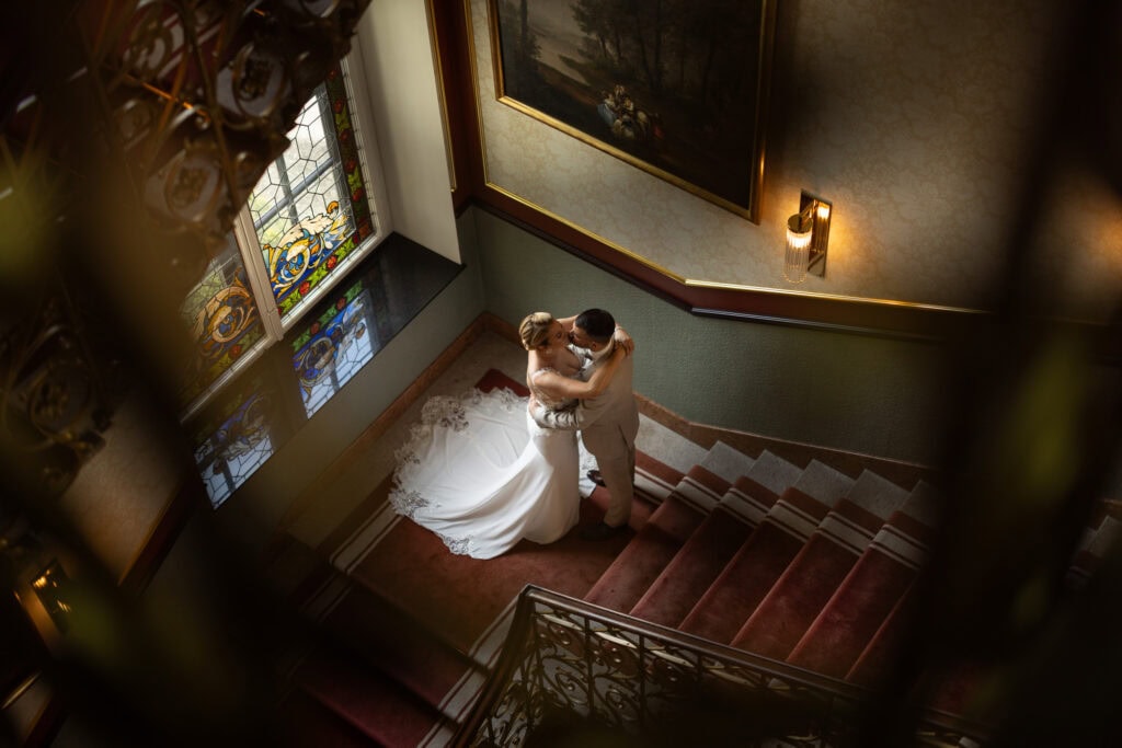 Wedding at Grand Hotel Dolder, Zürich. Couple session at the stairs