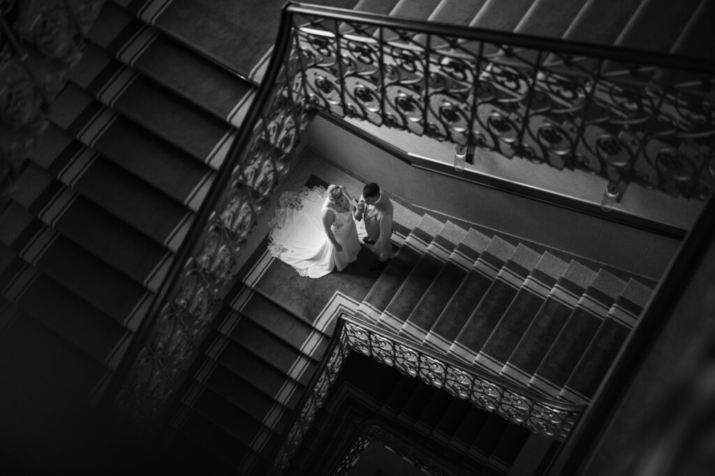 Wedding at Grand Hotel Dolder, Zürich. Couple session at the stairs