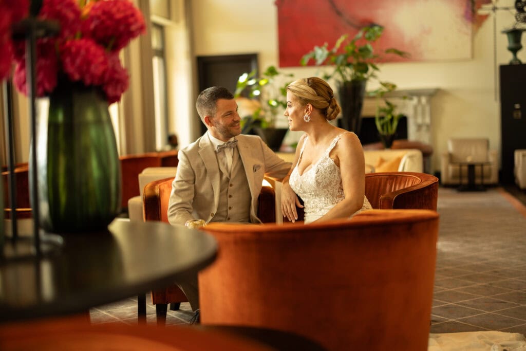 Wedding at Grand Hotel Dolder, Zürich. Couple session at the lounge